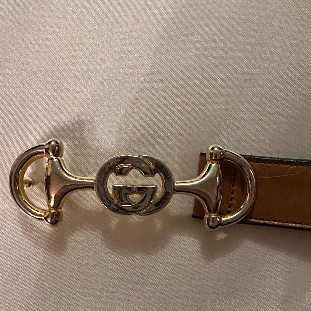 Vintage Gucci Brown Leather Belt with Gold Buckle - Picture 4 of 4